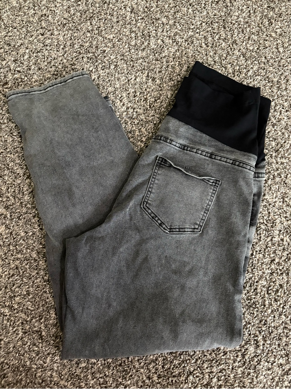 Women's Dark Wash Maternity Jeans with Black Stretch Waistband